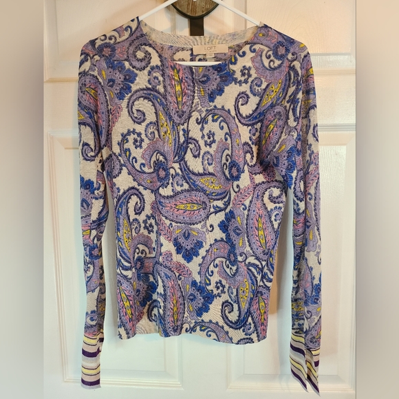(1429) The Loft Woman's Long Sleeve Blouse, Small Design: Paisley Multi Color - Picture 4 of 14